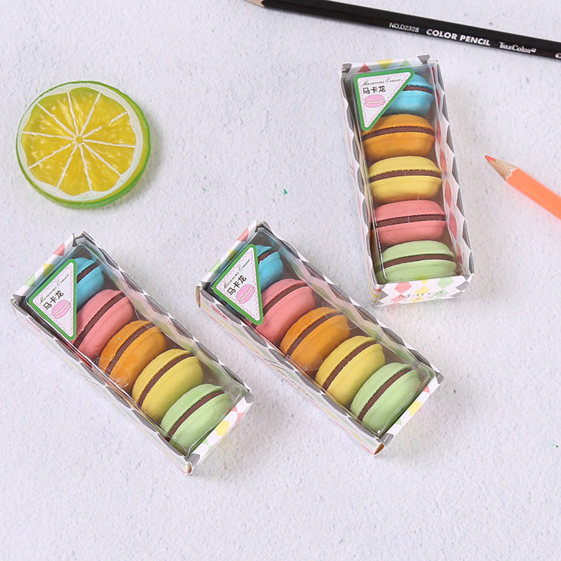 Colorful Macarons Erasers Pack