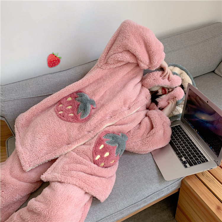 Kawaii Strawberry Nightdress & Pajama Set