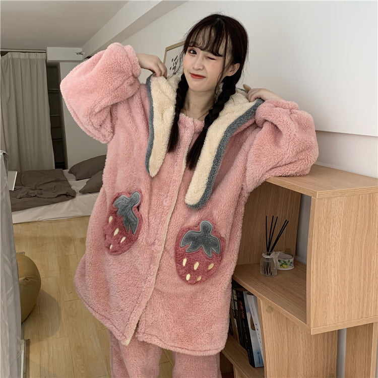 Kawaii Strawberry Nightdress & Pajama Set