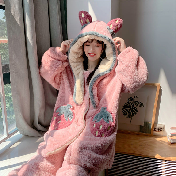 Kawaii Strawberry Nightdress & Pajama Set