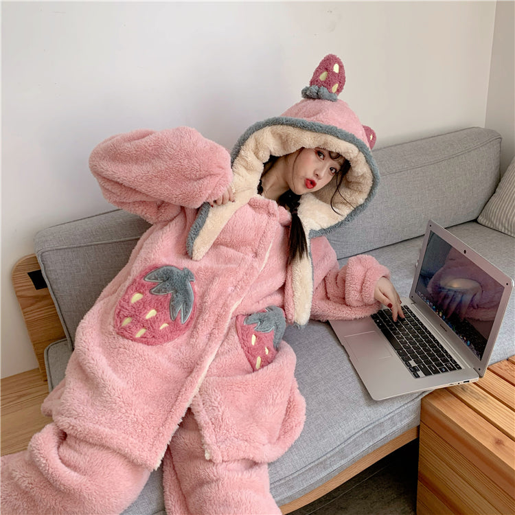 Kawaii Strawberry Nightdress & Pajama Set