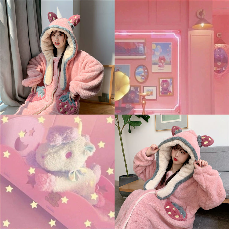 Kawaii Strawberry Nightdress & Pajama Set