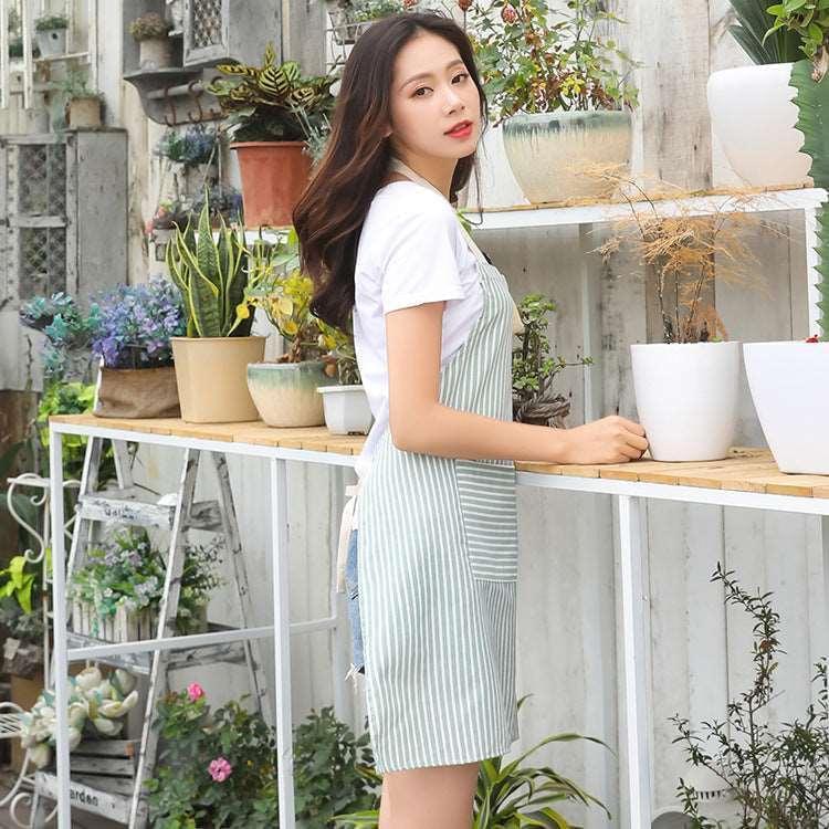 Charming Striped Kawaii Apron