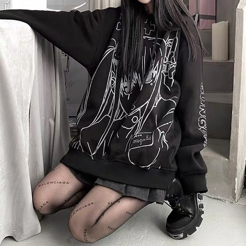 Cute printed loose sweatshirt Wakaii