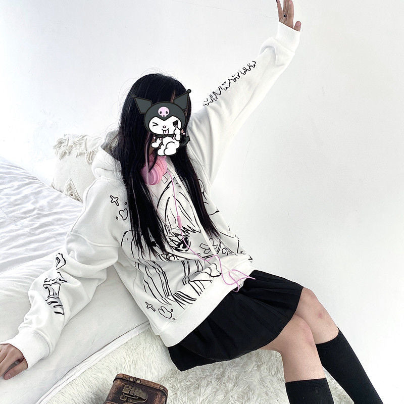 Cute printed loose sweatshirt Wakaii