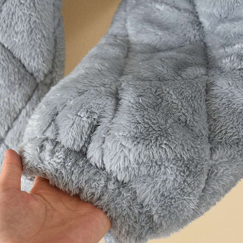 Pajamas Women Plus Cotton Coral Velvet Thick Quilted Cartoon Mid-length Flannel Home Service Suit Wakaii