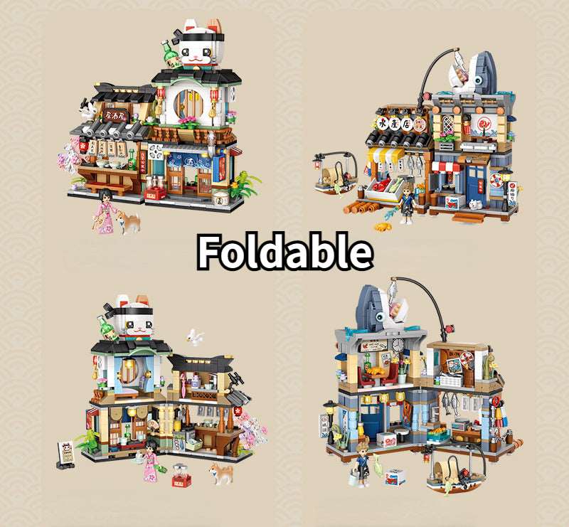 Japanese Food & Drinks Shops Building Blocks