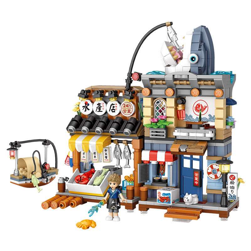 Particle Building Blocks Aquatic Store Japanese Street Scene Mosaic Educational Toys Wakaii