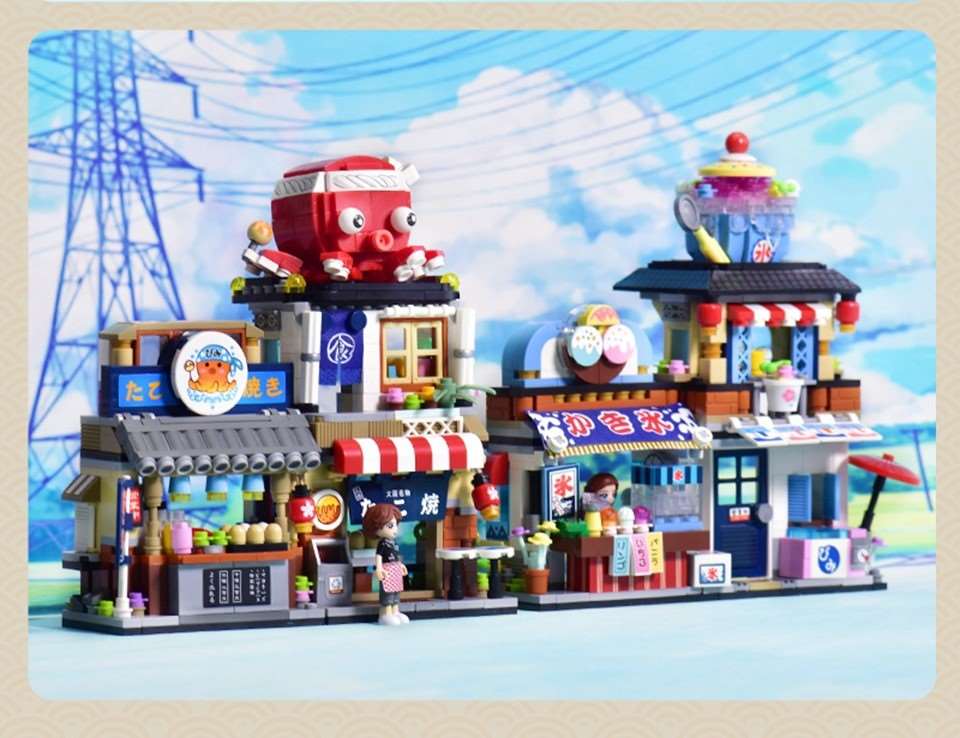 Japanese Food & Drinks Shops Building Blocks