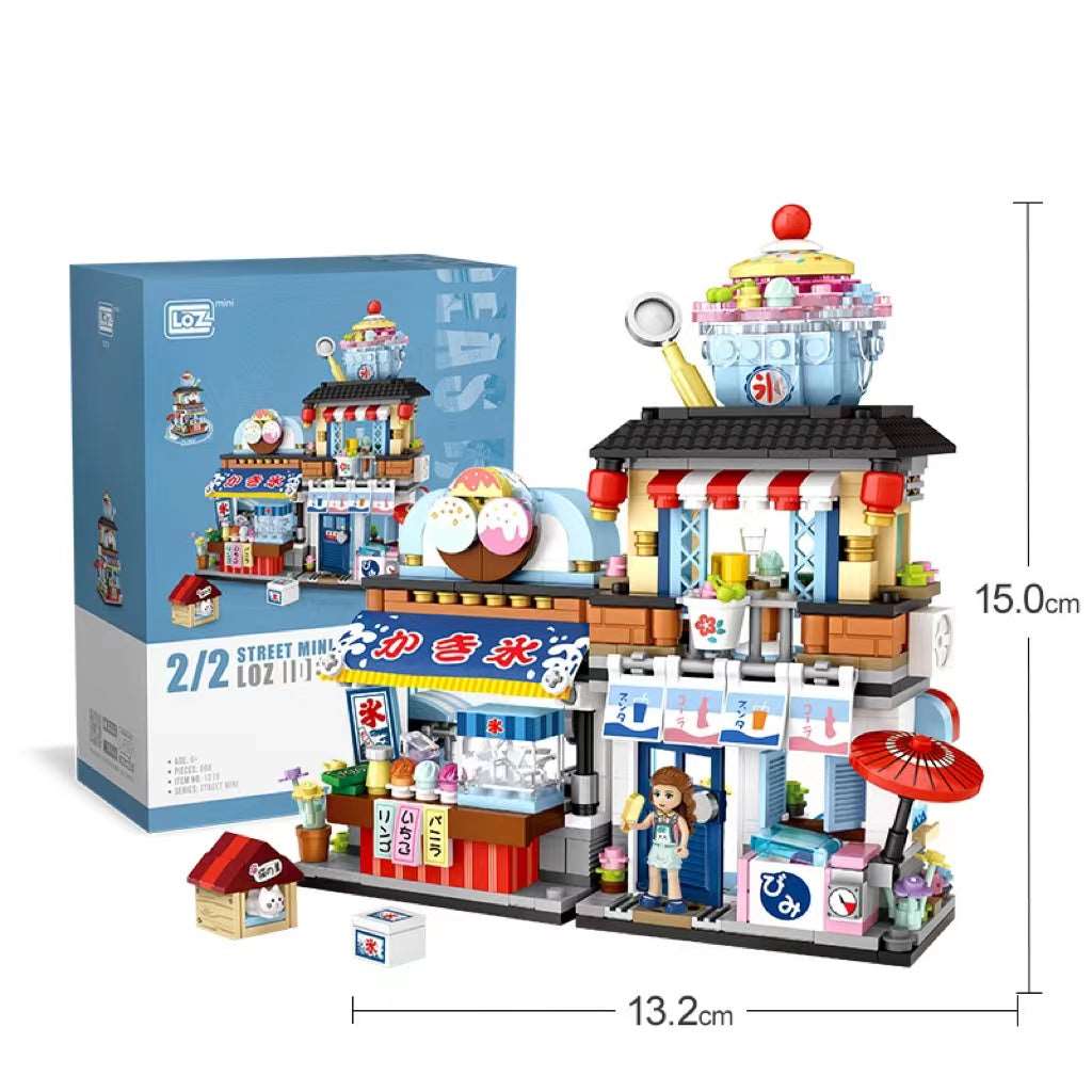 Particle Building Blocks Aquatic Store Japanese Street Scene Mosaic Educational Toys Wakaii