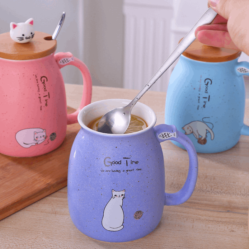 Kawaii Cat Porcelain Cups Wakaii