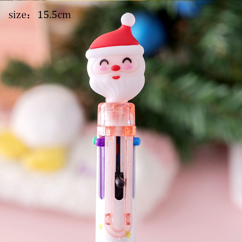 Cute Six-color Santa Claus Christmas Cartoon Ballpoint Pen Wakaii