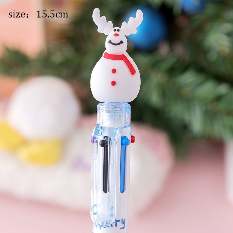 Cute Six-color Santa Claus Christmas Cartoon Ballpoint Pen Wakaii