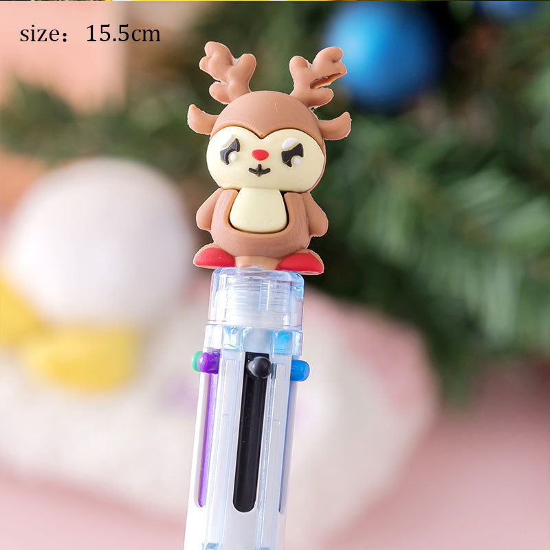 Cute Six-color Santa Claus Christmas Cartoon Ballpoint Pen Wakaii