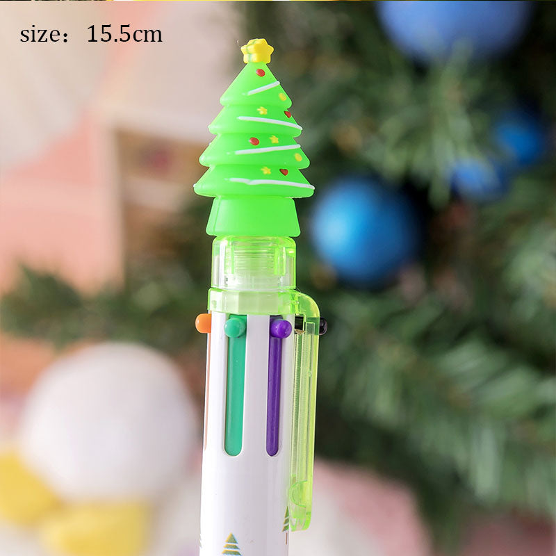 Cute Six-color Santa Claus Christmas Cartoon Ballpoint Pen Wakaii