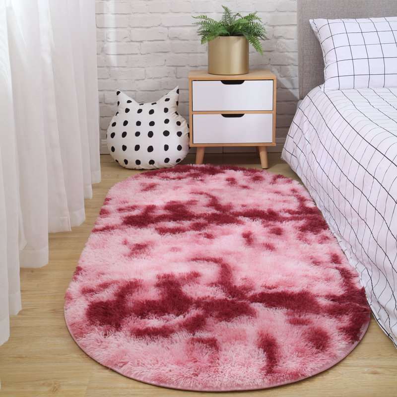 Kawaii Fluffy Oval Bedroom Rugs Wakaii