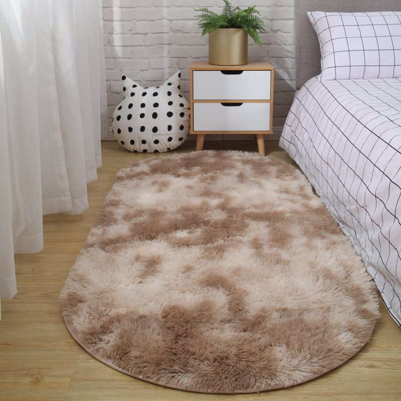 Kawaii Fluffy Oval Bedroom Rugs Wakaii