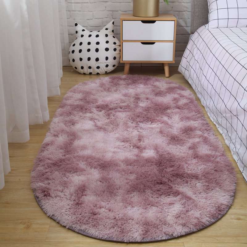 Kawaii Fluffy Oval Bedroom Rugs Wakaii