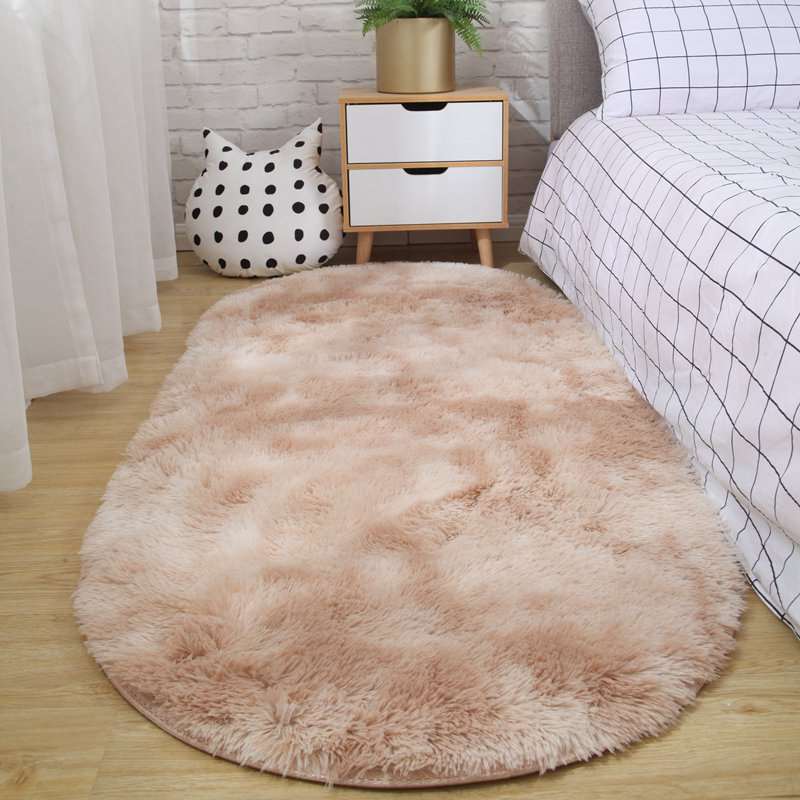Kawaii Fluffy Oval Bedroom Rugs Wakaii