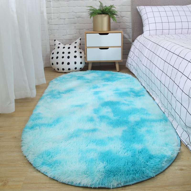 Kawaii Fluffy Oval Bedroom Rugs Wakaii