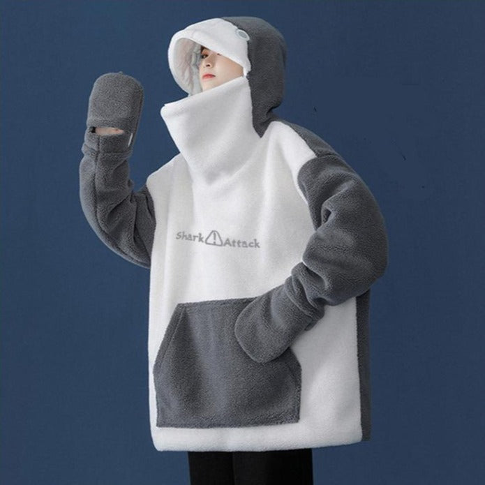 Kawaii Fluffy Shark Hoodie Wakaii