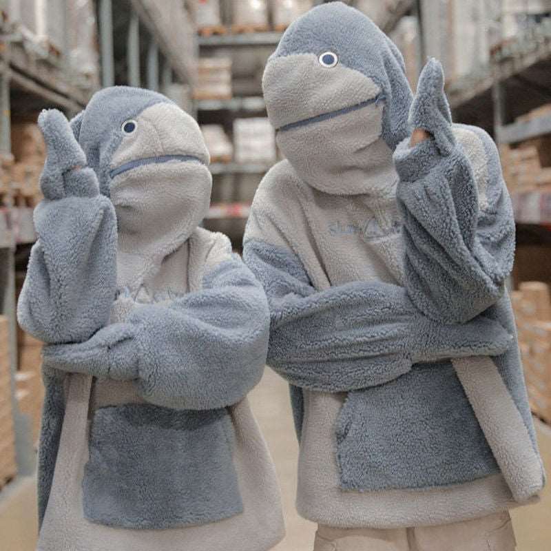 Kawaii Fluffy Shark Hoodie Wakaii