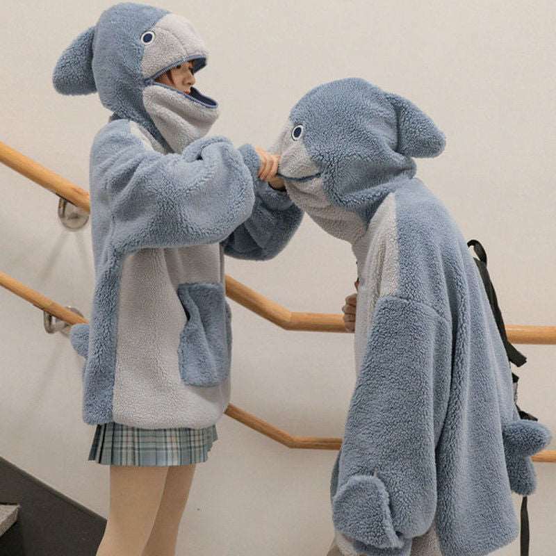 Kawaii Fluffy Shark Hoodie Wakaii
