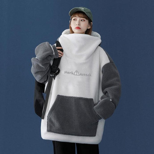 Kawaii Fluffy Shark Hoodie Wakaii