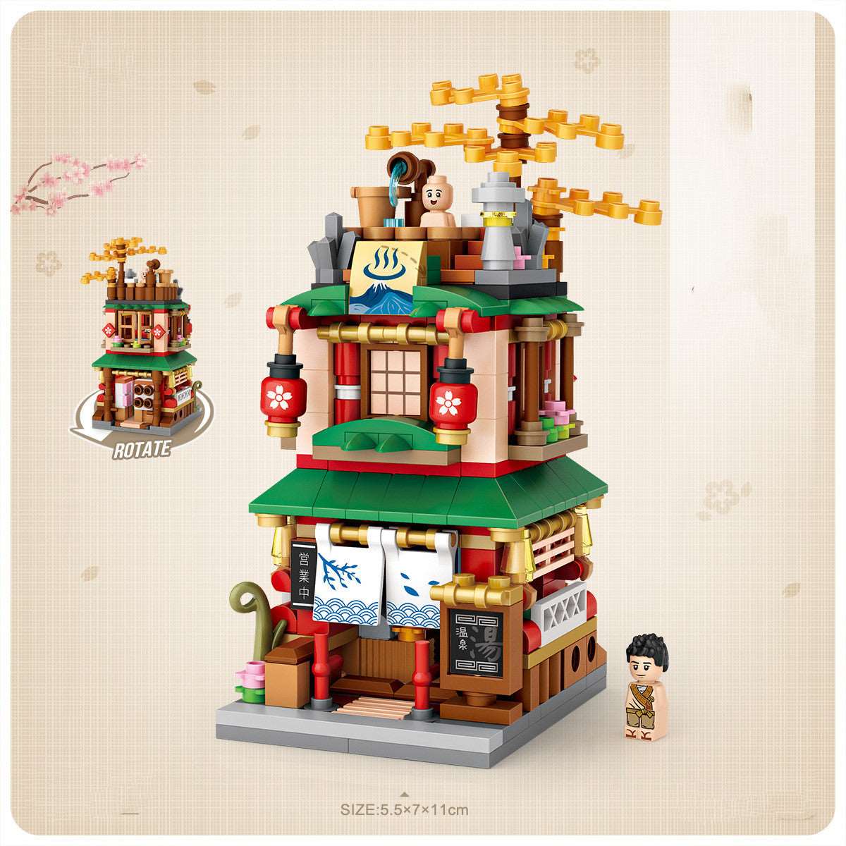 LOZ1653 Hot Spring House New Product Street View Small Particle Building Blocks Mini Children's Toy Building Block Toy Company Gift Wakaii