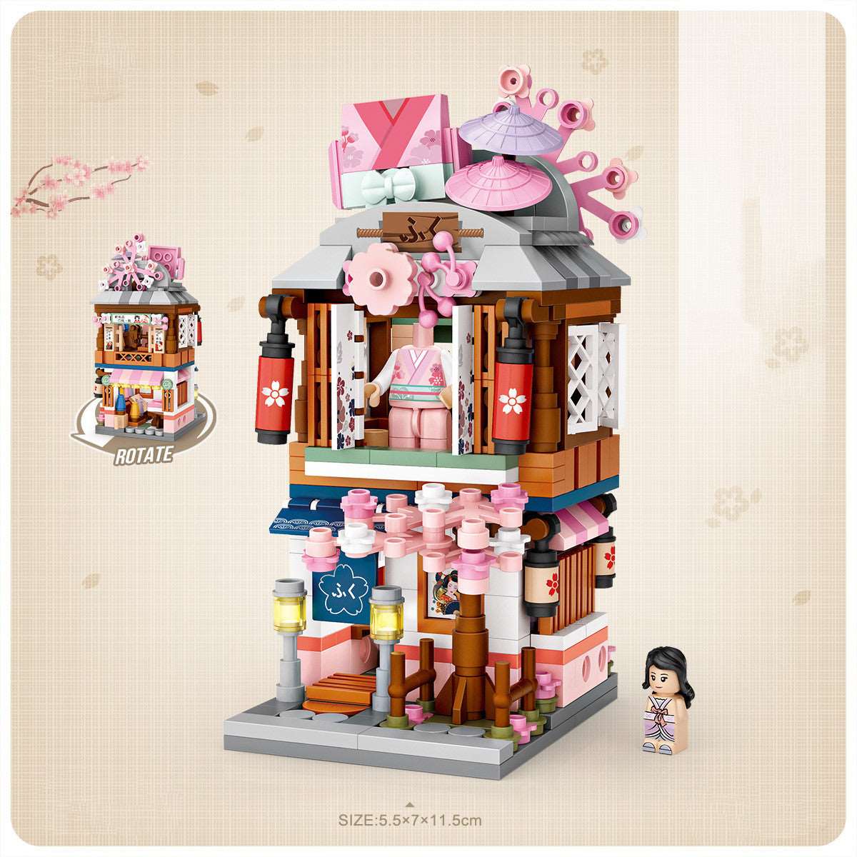 LOZ1653 Hot Spring House New Product Street View Small Particle Building Blocks Mini Children's Toy Building Block Toy Company Gift Wakaii