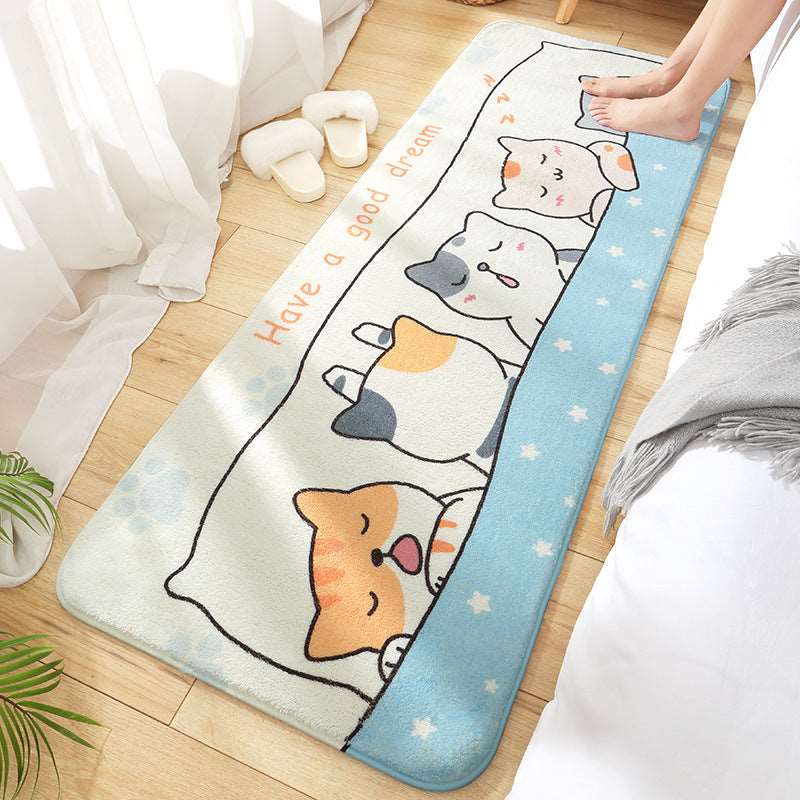 Kawaii Long Fluffy Bedroom Rugs Set 3 Wakaii