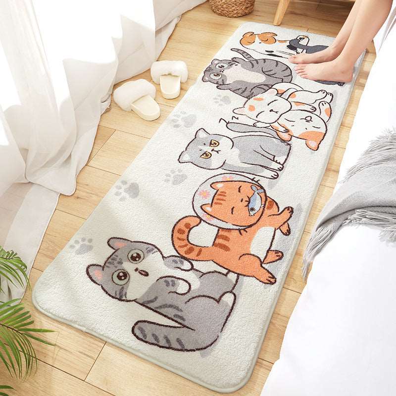 Kawaii Long Fluffy Bedroom Rugs Set 3 Wakaii