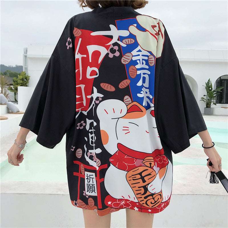 Kawaii Lucky Cat Soft Kimono