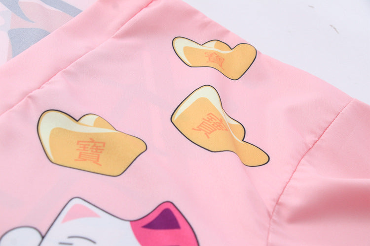 Kawaii Lucky Cat Soft Kimono Wakaii