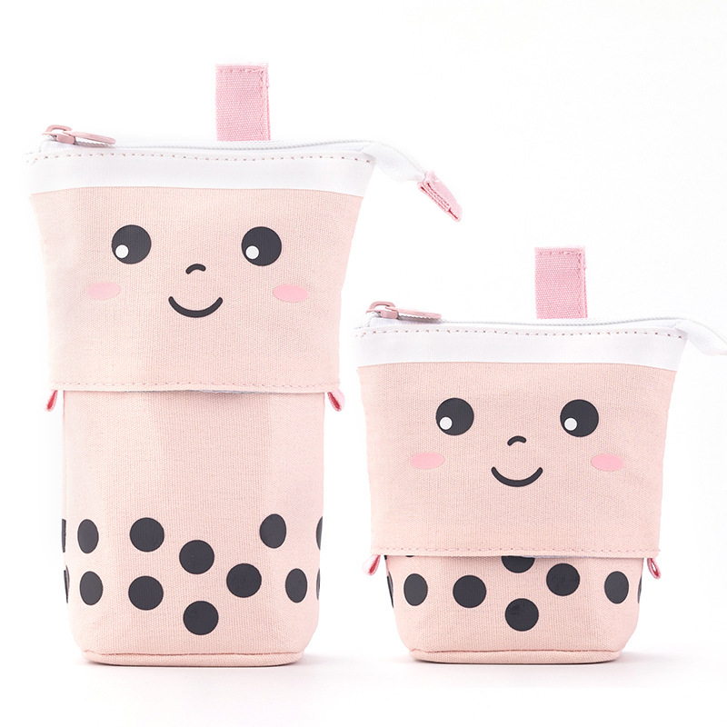 Kawaii Milk Boba Tea Pencil Cases Wakaii