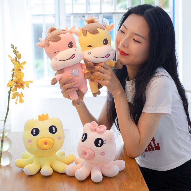 Kawaii Octopus & Cow Plushies