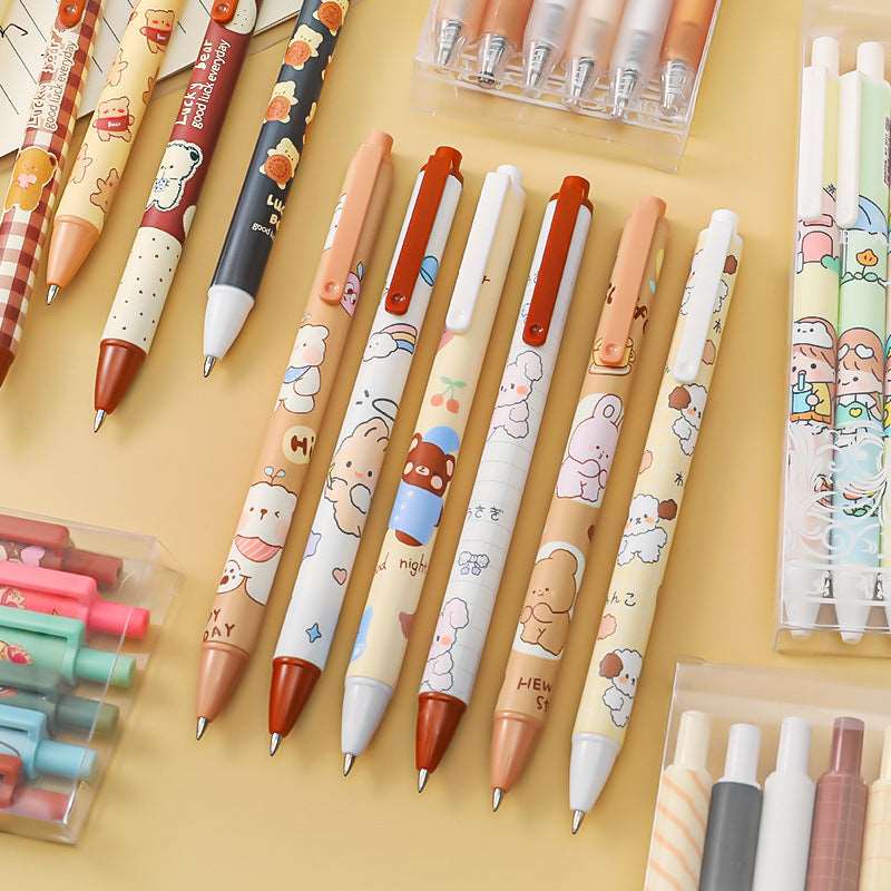 Boxed Neutral Cartoon Boxed Press Signature Pen Wakaii