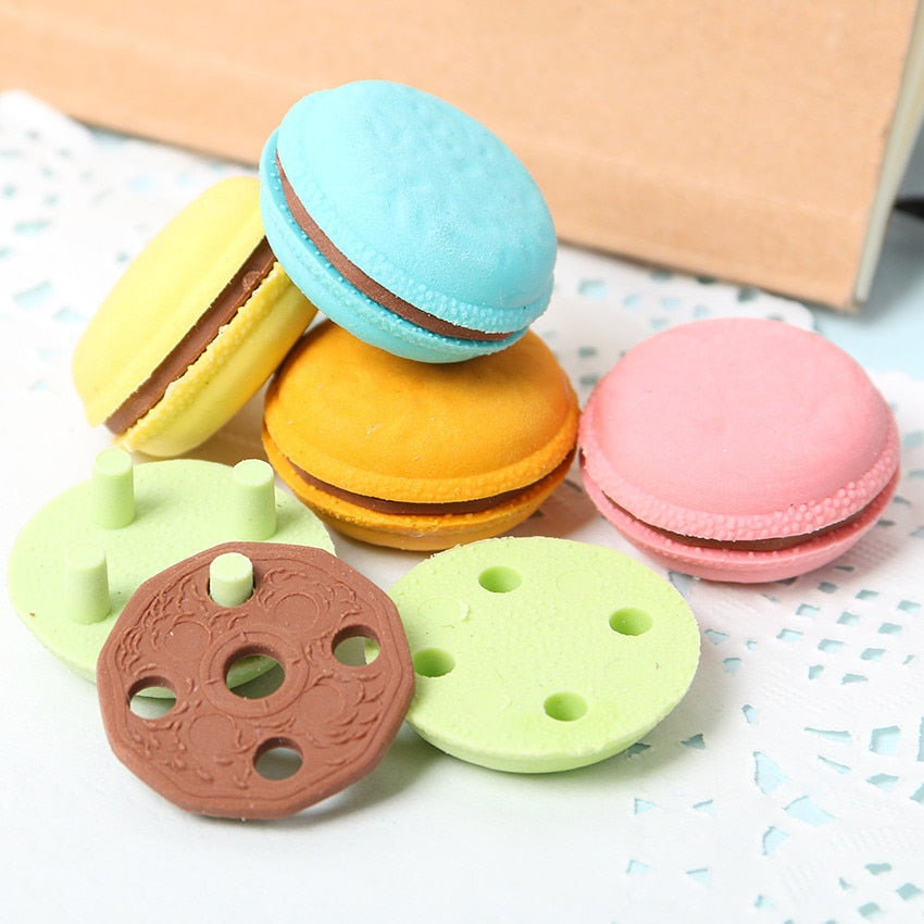 Colorful Macarons Erasers Pack