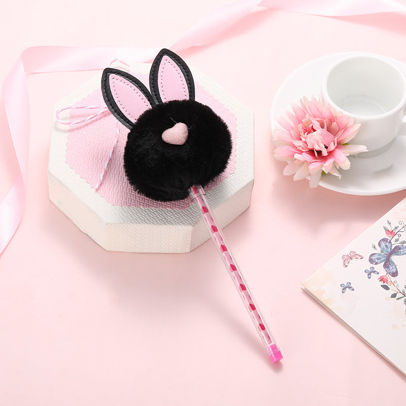 Plush rabbit ear ball gel pen Wakaii
