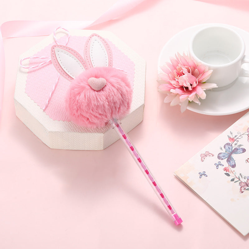 Plush rabbit ear ball gel pen Wakaii