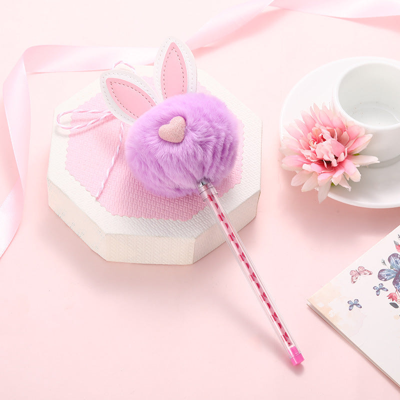 Plush rabbit ear ball gel pen Wakaii