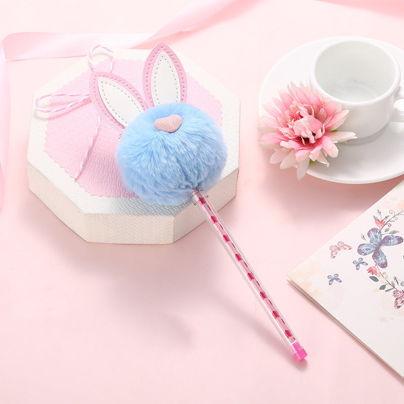 Plush rabbit ear ball gel pen Wakaii
