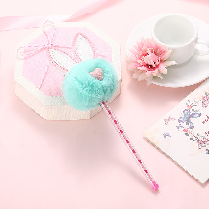 Plush rabbit ear ball gel pen Wakaii