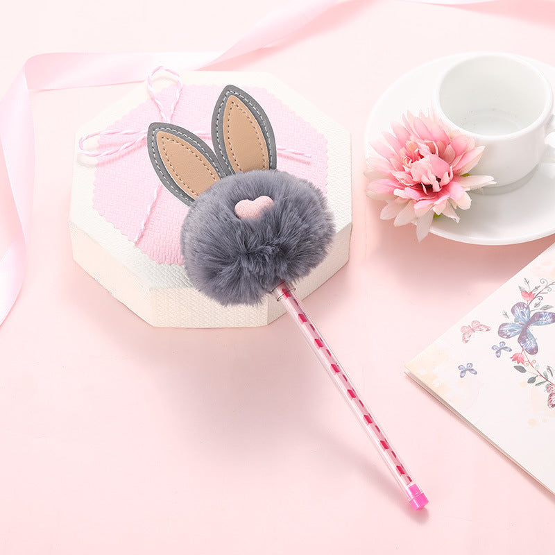 Plush rabbit ear ball gel pen Wakaii