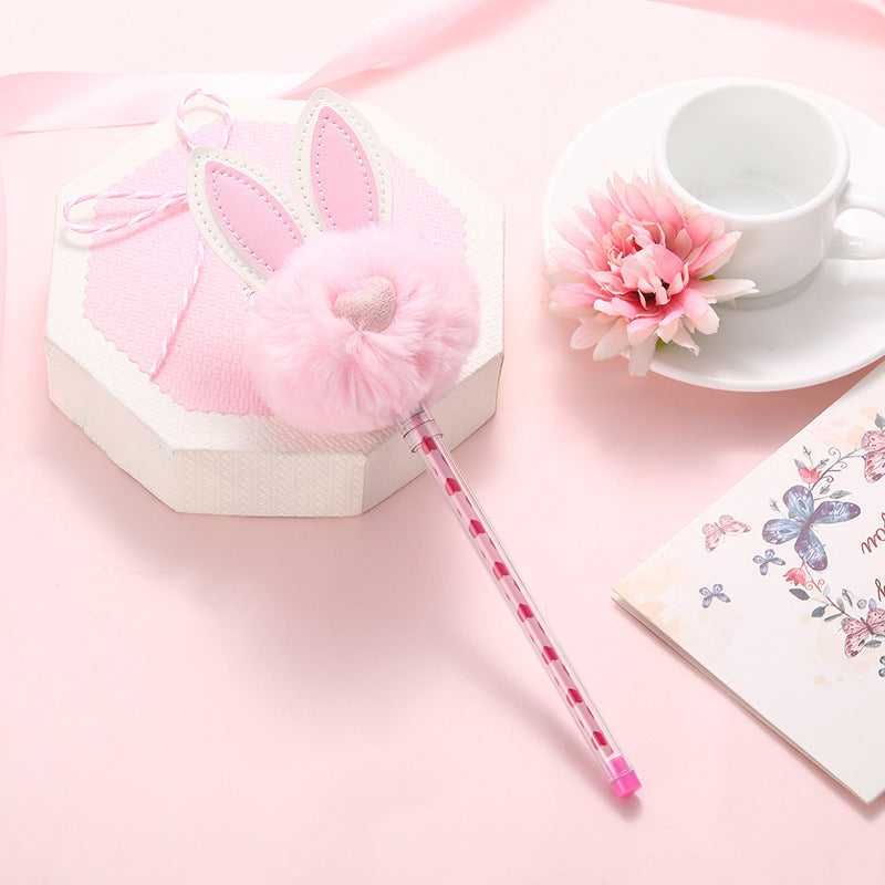 Plush rabbit ear ball gel pen Wakaii