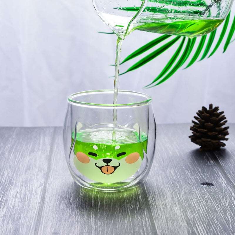 Kawaii Shiba Inu Glass Cup Wakaii