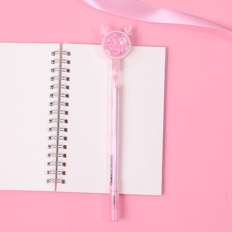 Fashion Girl Heart Fawn Sequin Gel Pen Wakaii
