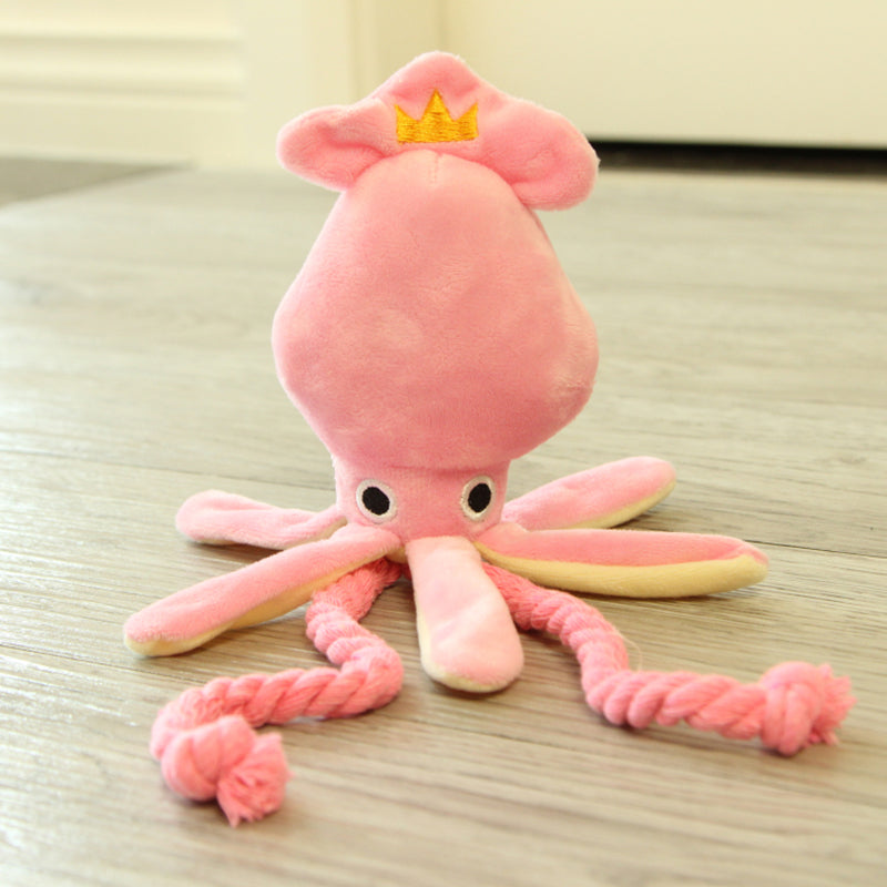 Kawaii Squeaky Pink Octopus Dog Toy Wakaii