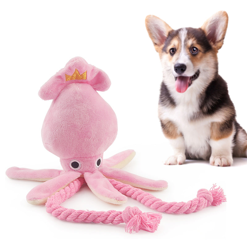 Kawaii Squeaky Pink Octopus Dog Toy Wakaii