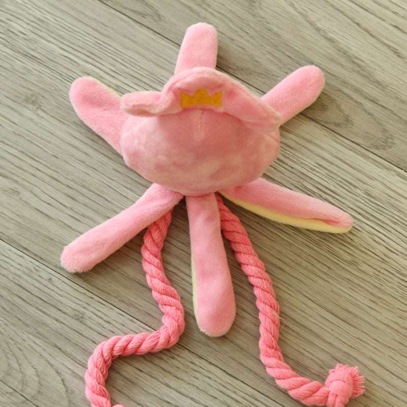 Kawaii Squeaky Pink Octopus Dog Toy